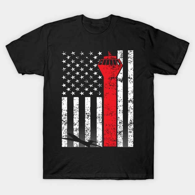 Air Traffic Control USA Flag Shirt T-Shirt by RelevantArt